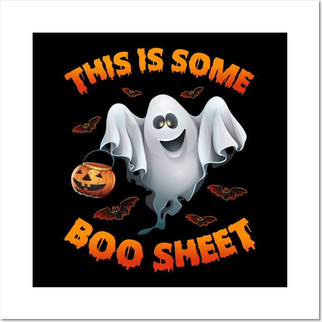 Funny Halloween This is Some Boo Sheet Costume Men Women Wall Art by Sky at night